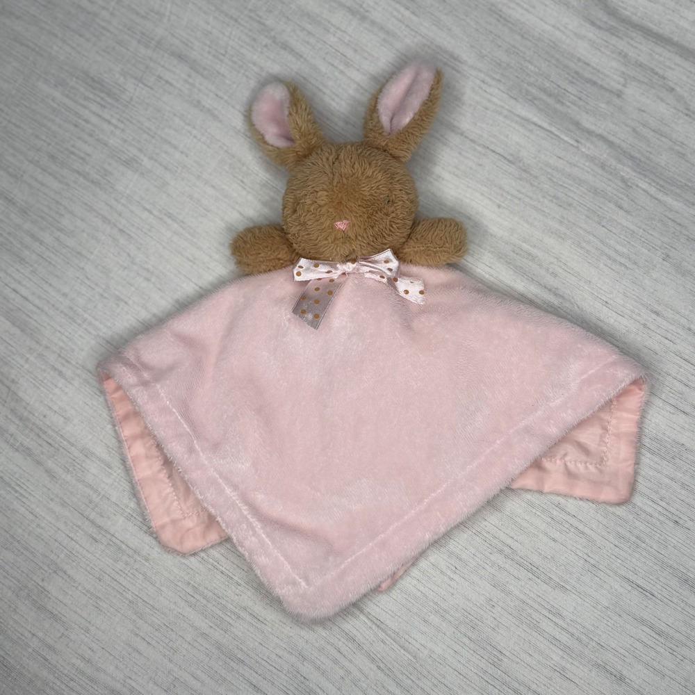 Dan Dee Baby Girls Pink Brown Bunny Security Blanket Rattle Lovey Snuggy infant